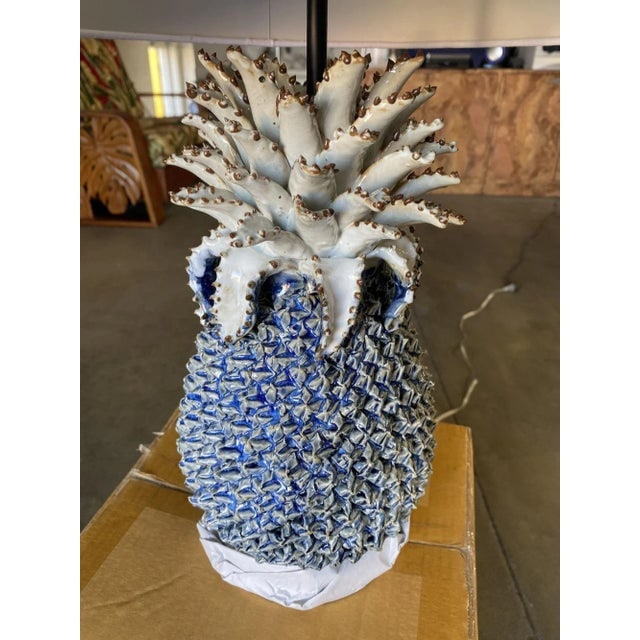 Modern Ceramic Pineapple Lamp With Large Shade With Shade - 7