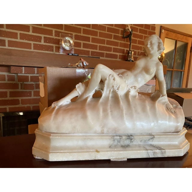 Hand Carved Figure Light Alabaster Glamour Sculpture, Circa 1920 - 13
