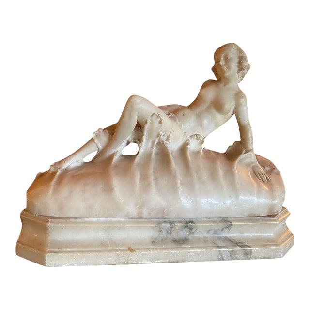 Hand Carved Figure Light Alabaster Glamour Sculpture, Circa 1920 (1 of 13)