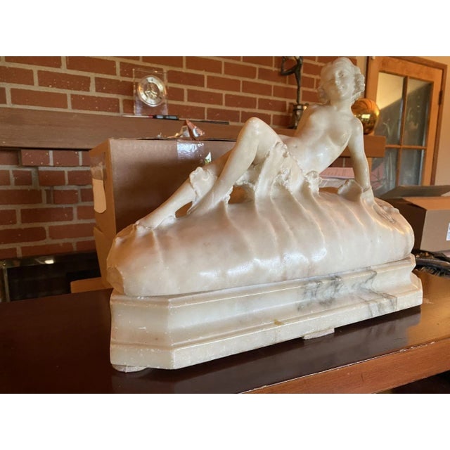 Hand Carved Figure Light Alabaster Glamour Sculpture, Circa 1920 - 2