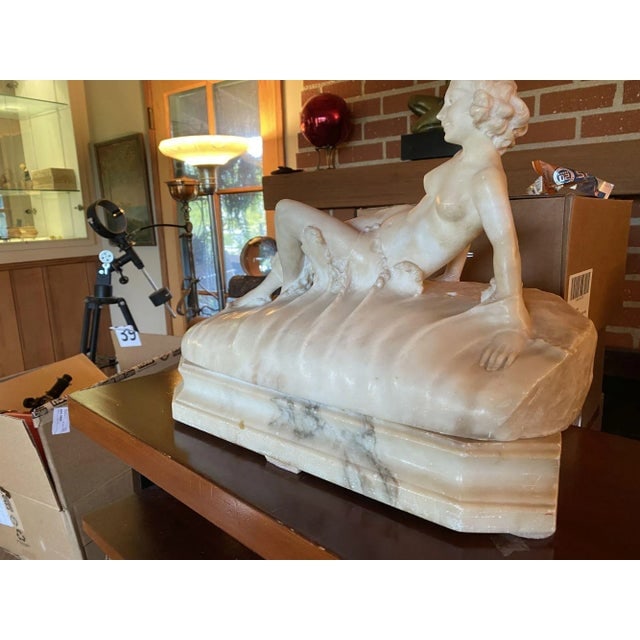 Hand Carved Figure Light Alabaster Glamour Sculpture, Circa 1920 - 3