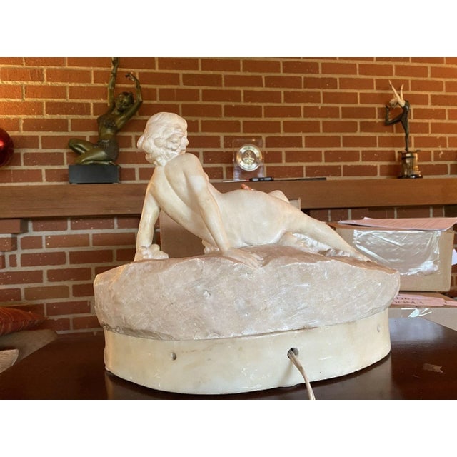 Hand Carved Figure Light Alabaster Glamour Sculpture, Circa 1920 - 5