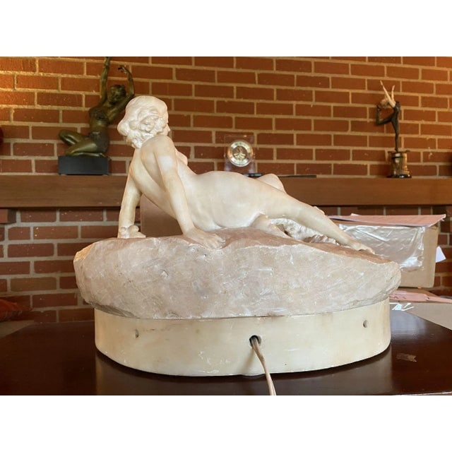 Hand Carved Figure Light Alabaster Glamour Sculpture, Circa 1920 - 6