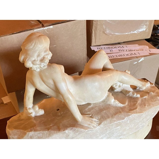 Hand Carved Figure Light Alabaster Glamour Sculpture, Circa 1920 - 7