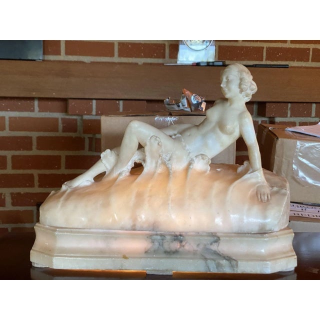 Hand Carved Figure Light Alabaster Glamour Sculpture, Circa 1920 - 9