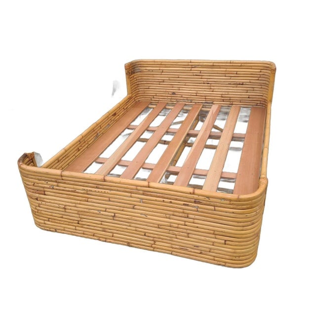 Vintage Full Size Stacked Rattan Bed Frame by Seven Seas - 2