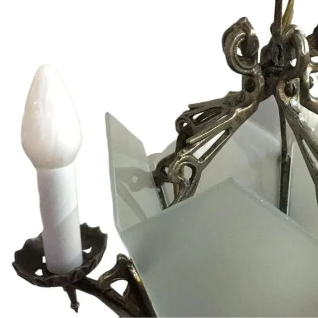 Art Deco Slat Glass Chandelier With Geometric Details - 6