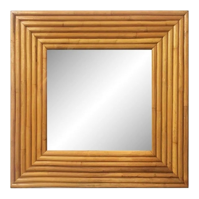 Restored 1948 Seven-Strand Square Rattan Mirror by Tropical Sun Rattan Co (1 of 4)