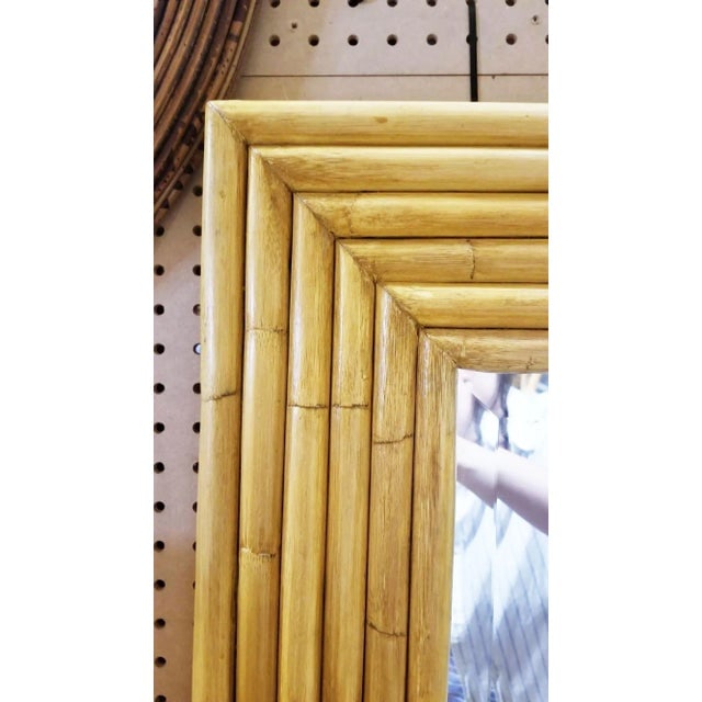Restored 1948 Seven-Strand Square Rattan Mirror by Tropical Sun Rattan Co - 3