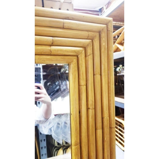 Restored 1948 Seven-Strand Square Rattan Mirror by Tropical Sun Rattan Co - 4