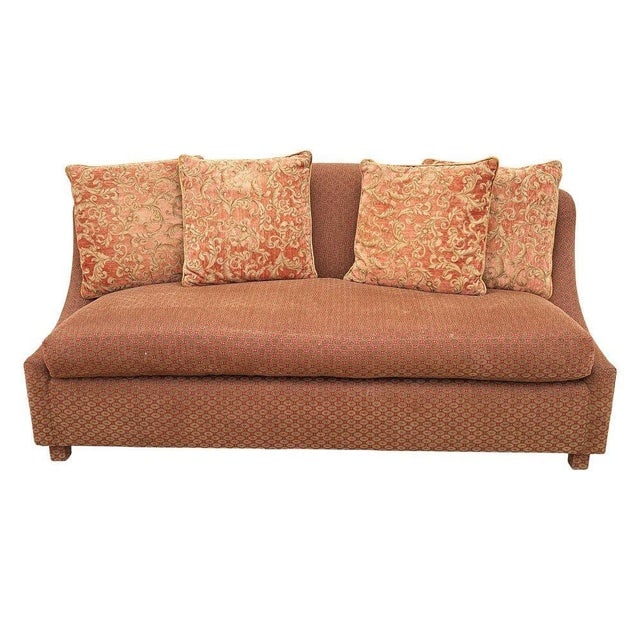 1990s Modern Banquette Italian W/ Burgundy Olive Diamond Print Upholstery - 3