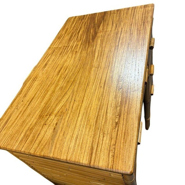 1940s Restored Bespok Vertically Stacked Rattan Writing Desk W/ Mahogany Top - 5