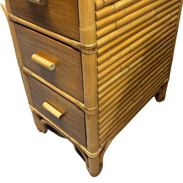 1940s Restored Bespok Vertically Stacked Rattan Writing Desk W/ Mahogany Top - 9