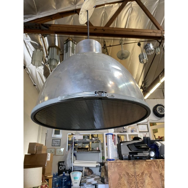 1970s Large Industrial Aluminum Pendant Light Fixture - 2