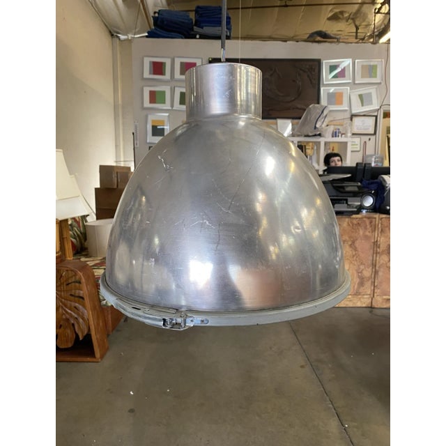 1970s Large Industrial Aluminum Pendant Light Fixture - 4