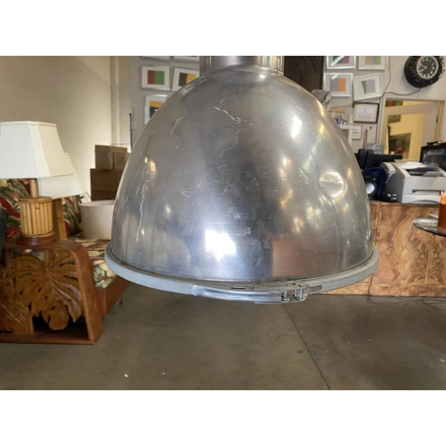1970s Large Industrial Aluminum Pendant Light Fixture - 5