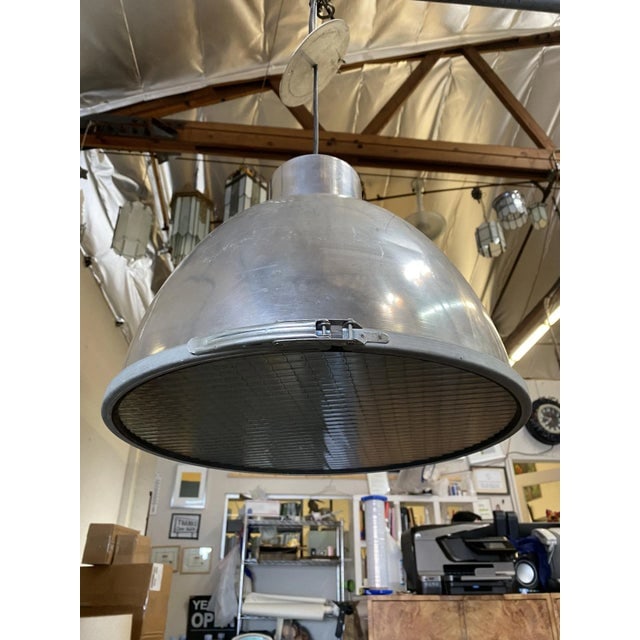 1970s Large Industrial Aluminum Pendant Light Fixture - 6