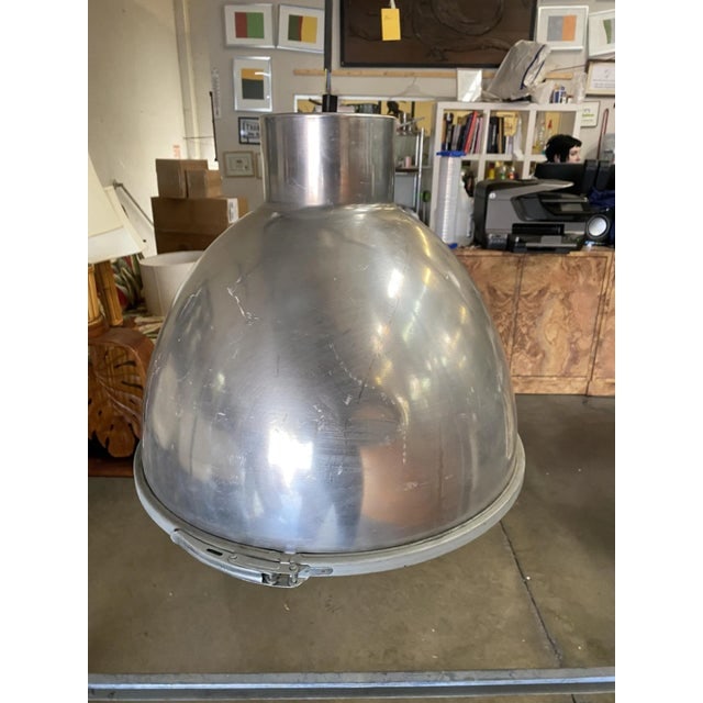 1970s Large Industrial Aluminum Pendant Light Fixture - 7
