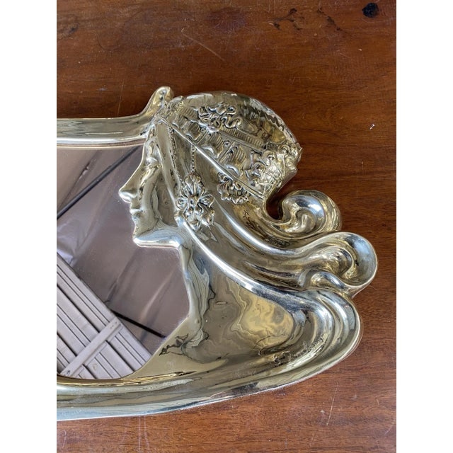 Restored Art Nouveau Figural Female Wall Mirror Signed Charles Emile Jonchery - 2