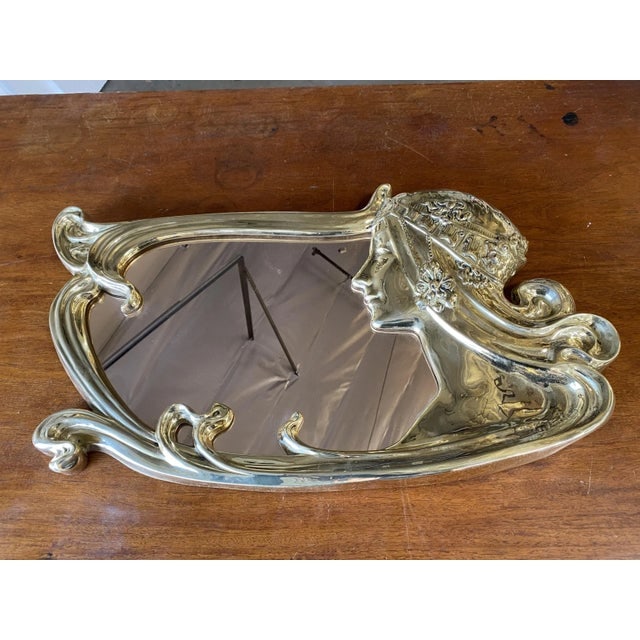 Restored Art Nouveau Figural Female Wall Mirror Signed Charles Emile Jonchery - 3