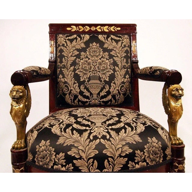 Early 1900s French Federal Empire Style Victorian Cherry Wood Armchairs, Set of Four - 5
