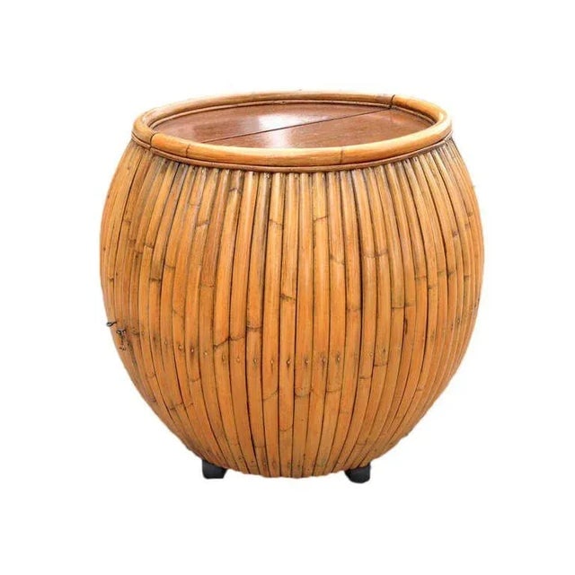Restored Vintage Large 1940s Rattan and Mahogany Pumpkin Bar - 2