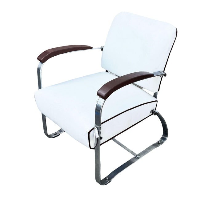 1930s Streamline Art Deco Chrome Tubular Speed Lounge Club Chair, Lloyd Manufacturing Attributed - 3