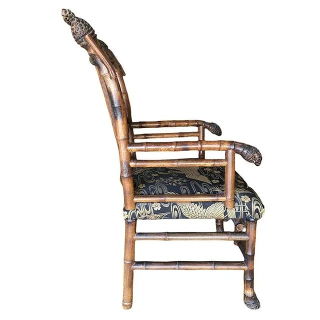 Late Victorian Aesthetic Movement Bamboo Chippendale Salon Chairs, Pair - 4