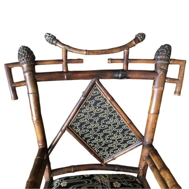 Late Victorian Aesthetic Movement Bamboo Chippendale Salon Chairs, Pair - 8