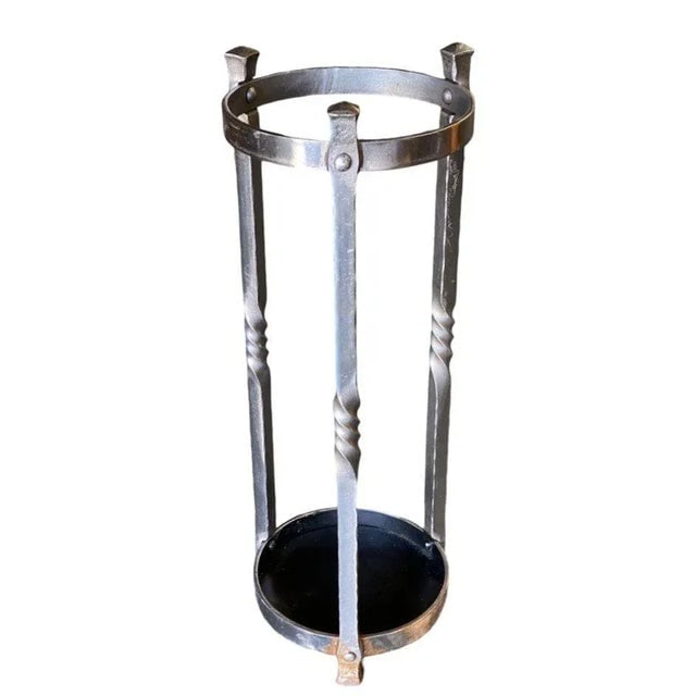1930s Chromed Iron Art Deco Umbrella and Cane Holder Stand - 3