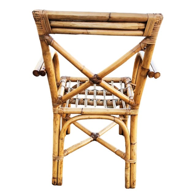 1940s Restored Mid-Century Loop Arm Rattan Dining Chairs With "X" Back- Set of 4 - 5