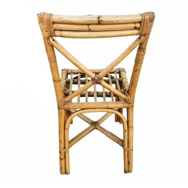 1940s Restored Mid-Century Loop Arm Rattan Dining Chairs With "X" Back- Set of 4 - 9