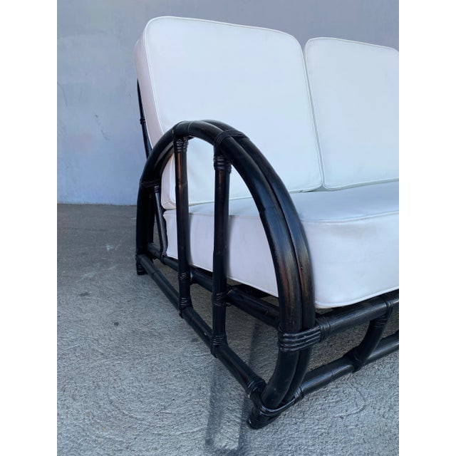 Restored Black Two-Strand "Half Moon" Rattan 3-Seat Sofa - 5