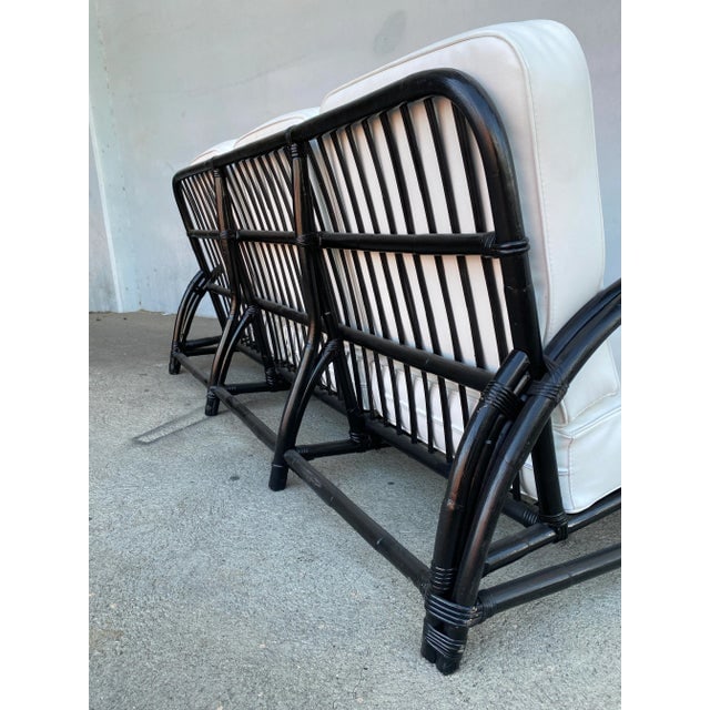 Restored Black Two-Strand "Half Moon" Rattan 3-Seat Sofa - 7
