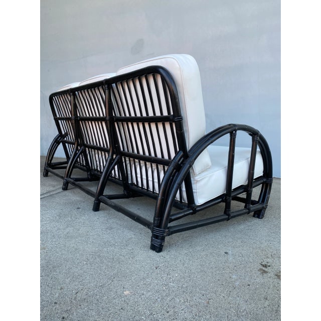 Restored Black Two-Strand "Half Moon" Rattan 3-Seat Sofa - 8