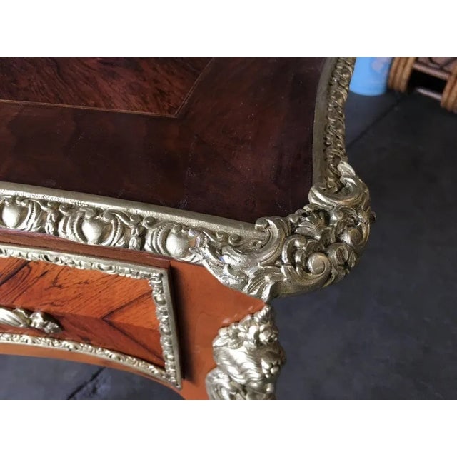 1950s Louis XV Rococo Mahogany, Satinwood & Bureau Plat Executive Writing Desk - 6