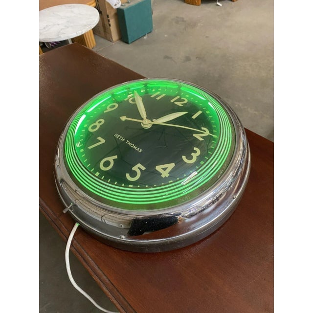 Chrome Art Deco "Chrono-Lite-12" 16" Commercial Neon Wall Clock by Seth Thomas, Circa 1940 - 5