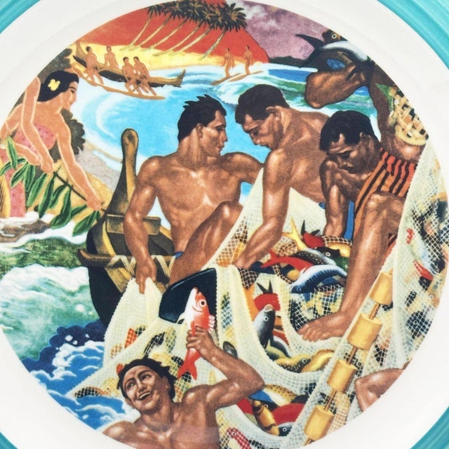 1980s 16" Eugene Savage "Festival of the Sea" Serving Platter, Lynn Krantz Dish Books - 6