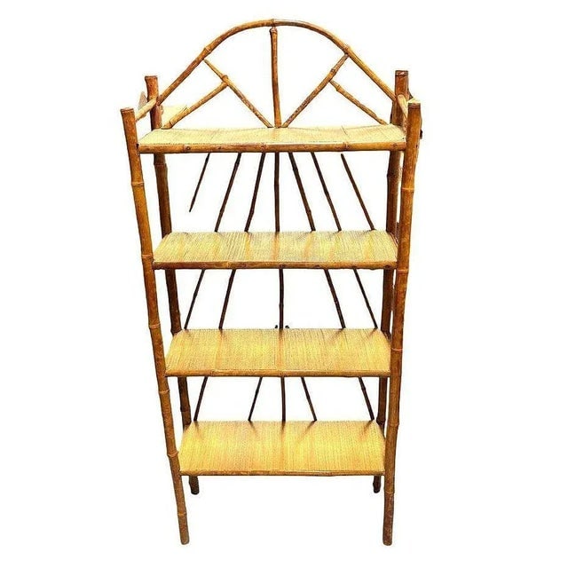 1900s Late Victorian Aesthetic Movement Tiger Bamboo & Grass Matt Chippendale Shelf - 2
