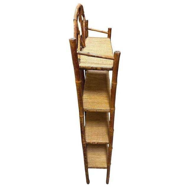 1900s Late Victorian Aesthetic Movement Tiger Bamboo & Grass Matt Chippendale Shelf - 5