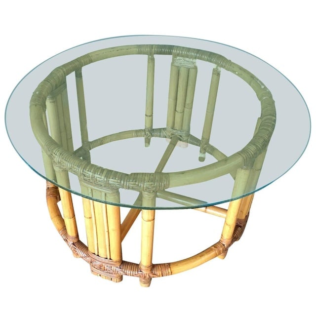 1950s Restored Rattan Twenty Pole Coffee Table With Glass Top - 7
