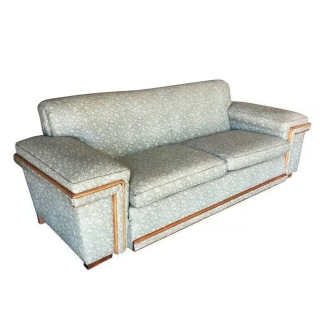 Mid-Century Sofa In the Style of Milo Baughman with Walnut Trim - 2