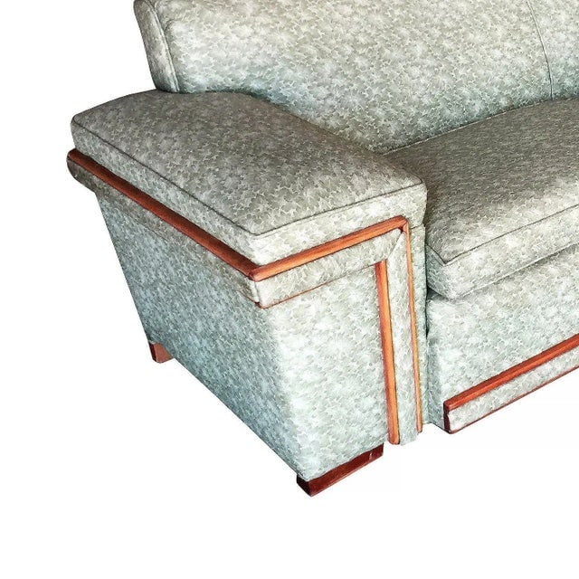 Mid-Century Sofa In the Style of Milo Baughman with Walnut Trim - 3