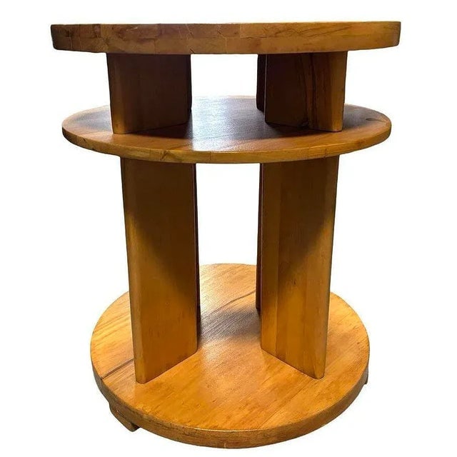 Art Deco 3- Tier Lamp Walnut Side Table by Gilbert Rohde for Brown Saltman - 3