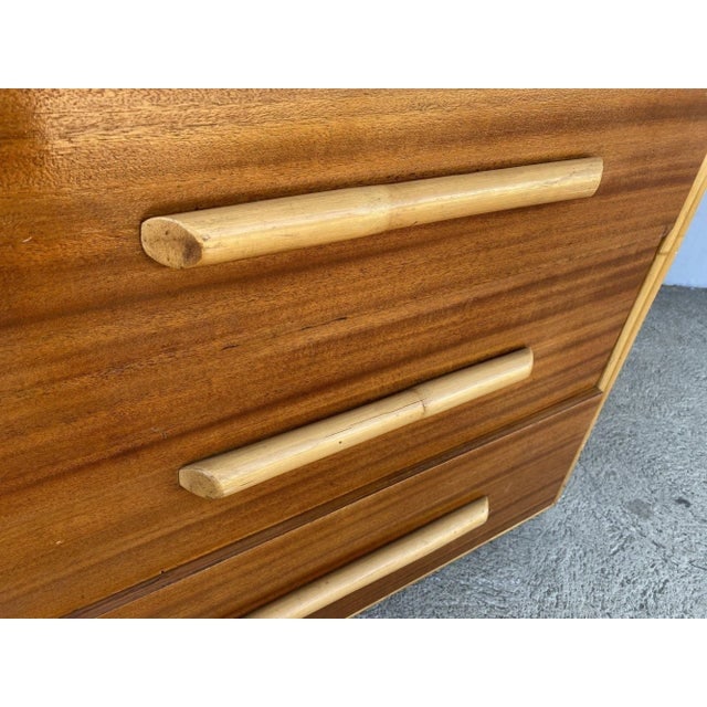 1940s Restored Mahogany Nightstand With Rattan Accents - 7
