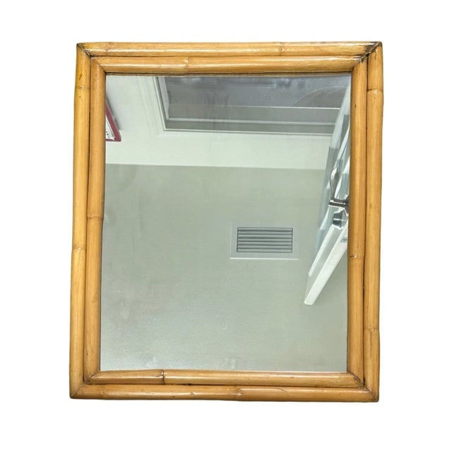 1950's Restored Two-Strand Rectangle Rattan Wall Mirror - 3