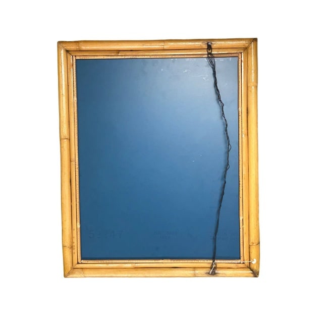 1950's Restored Two-Strand Rectangle Rattan Wall Mirror - 4