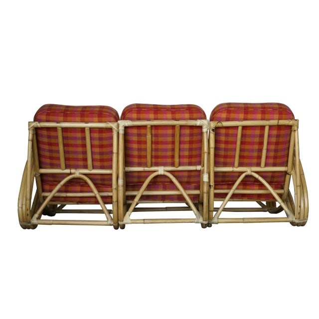 Mid 20th Century Restored Three-Strand "S-Arm" Sofa & Lounge Chair Rattan Living Room Set - 4