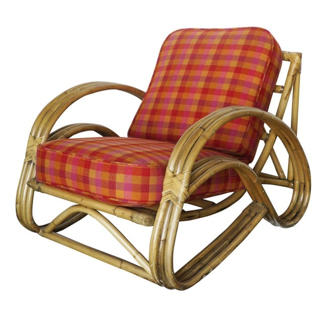 Mid 20th Century Restored Three-Strand "S-Arm" Sofa & Lounge Chair Rattan Living Room Set - 7