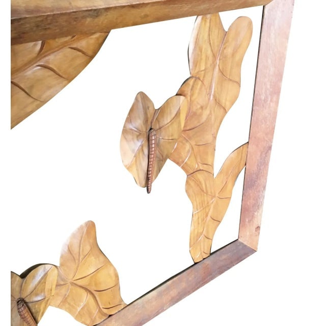 Large Hand Carved Koa Wood Anthurium Wall Art - 3